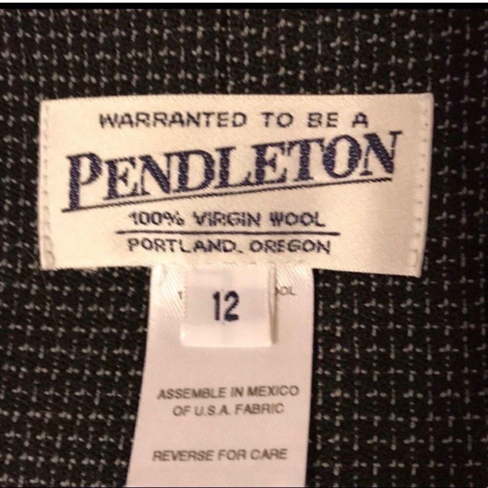 100% Wool Jacket by Pendleton Black/White Size 12 - image 5